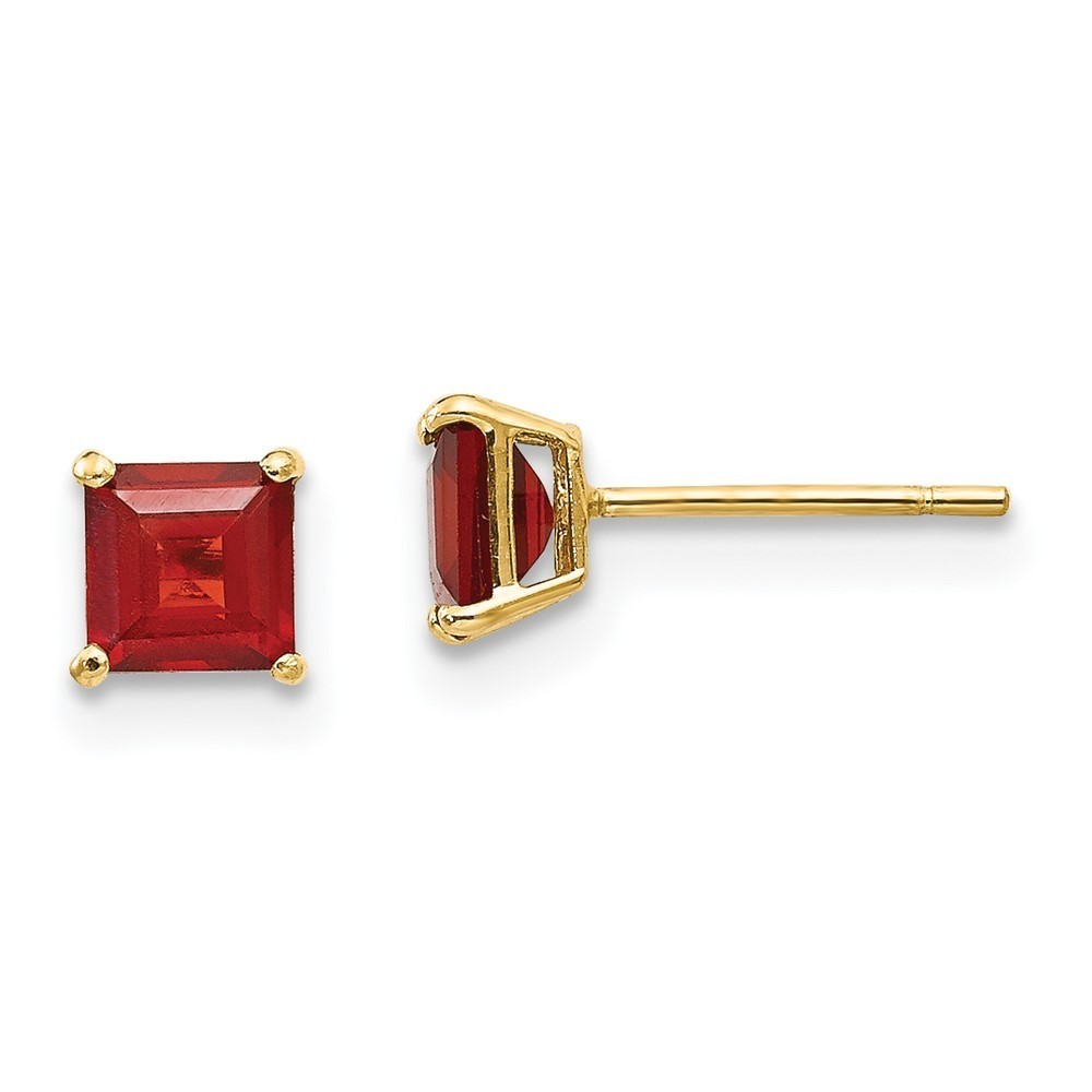 14k Yellow Gold Madi K Children's Jewelry Garnet 4mm Square Post Earrings